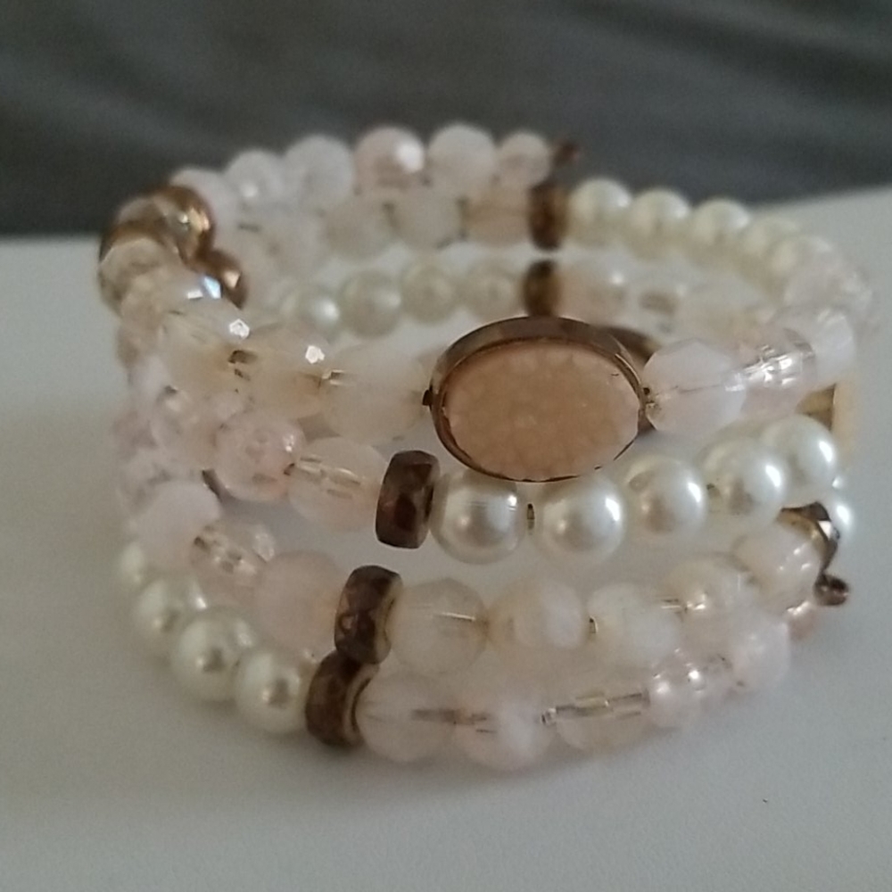 Faux Pearl Wire Wrap Bracelet